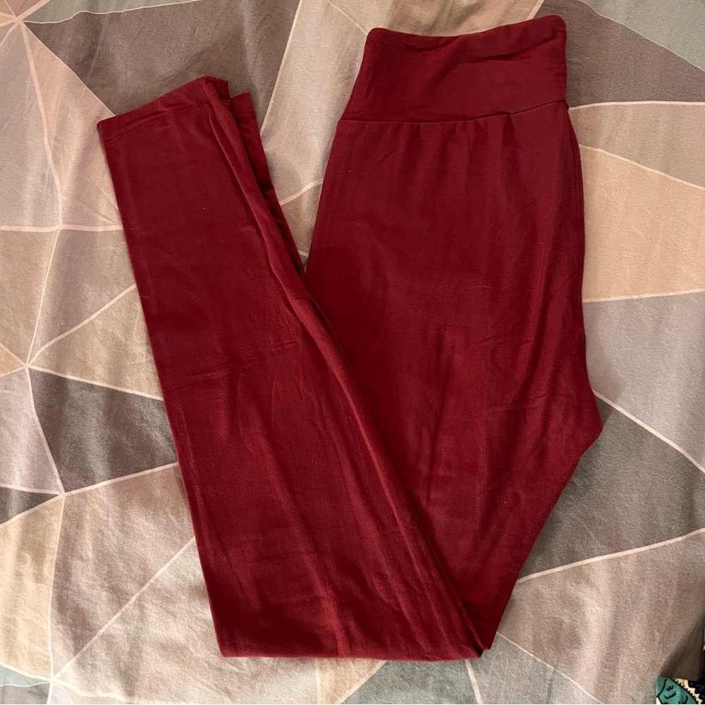 LulaRoe OS Leggings - Solid Burgundy